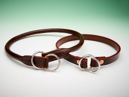 Rolled Leather Check Collar