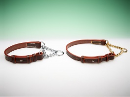 Leather Adjustable Half - Check Collar